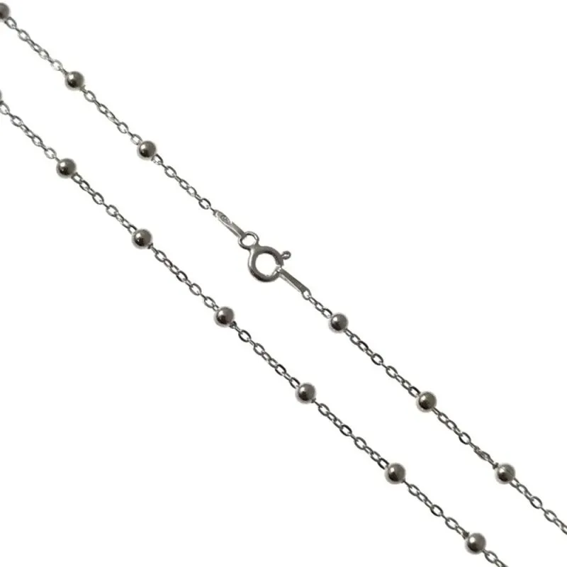 Cadena plata Ley 925m 60cm. combinada bolitas lisa cierre reasa