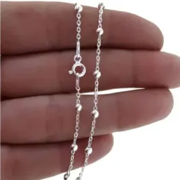 Cadena plata Ley 925m 60cm. combinada bolitas lisa cierre reasa