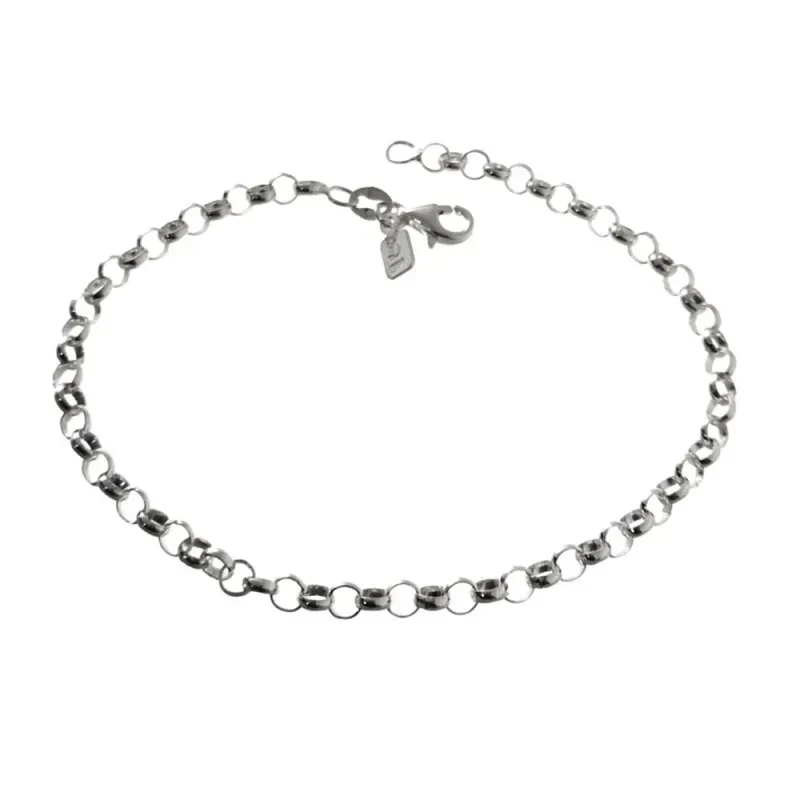 Pulsera plata Ley 925m cadena rolo 20cm. lisa cierre mosquetón