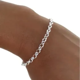Pulsera plata Ley 925m cadena rolo 20cm. lisa cierre mosquetón
