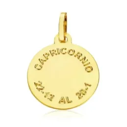Medalla oro 18k horóscopo Capricornio 20mm. signo zodiaco cerco tallado