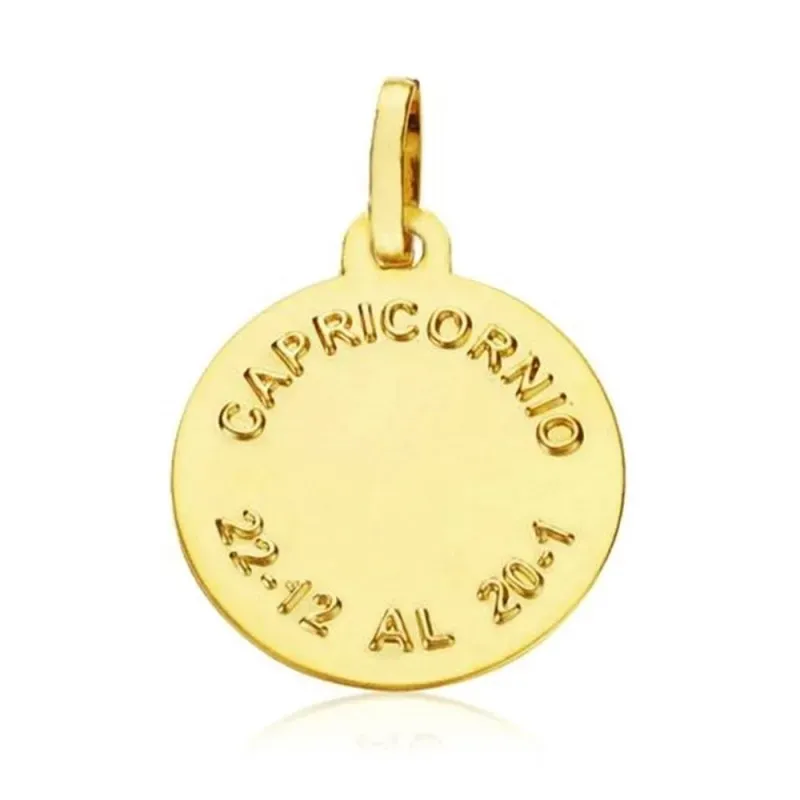 Medalla oro 18k horóscopo Capricornio 20mm. signo zodiaco cerco tallado