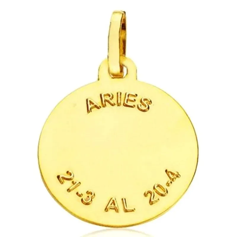Medalla oro 18k horóscopo Aries 20mm. signo zodiaco cerco tallado