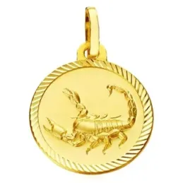 Medalla oro 18k horóscopo Escorpio  20mm. signo zodiaco cerco tallado