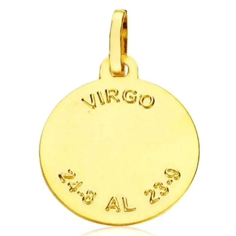 Medalla oro 18k horóscopo Virgo 20mm. signo zodiaco cerco tallado