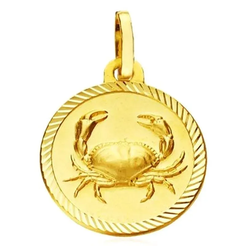 Medalla oro 18k horóscopo Cáncer 20mm. signo zodiaco cerco tallado