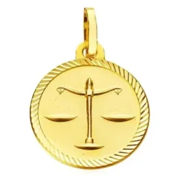 Medalla oro 18k horóscopo Libra 20mm. signo zodiaco cerco tallado