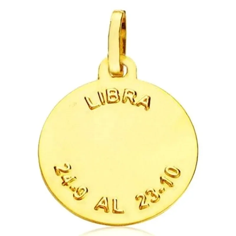 Medalla oro 18k horóscopo Libra 20mm. signo zodiaco cerco tallado