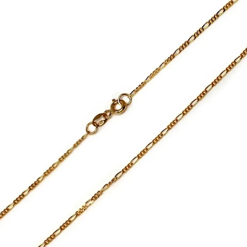 Cadena oro 18k 50cm. eslabón alterno 3x1 ancho 1.2mm. cierre reasa un