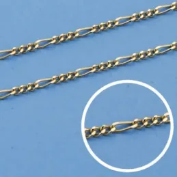 Cadena oro 18k 50cm. eslabón alterno 3x1 ancho 1.2mm. cierre reasa un