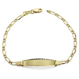 Esclava oro 18k 17cm. eslabón alterno 1x1 chapa borde tallado cierre