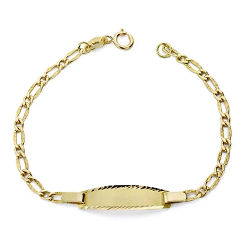 Esclava oro 18k bebé 14cm. eslabón alterno 1x1 tallada cierre reasa