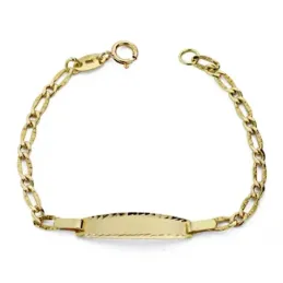 Esclava oro 18k bebé 12cm. eslabón alterno 1x1 tallada cierre reasa