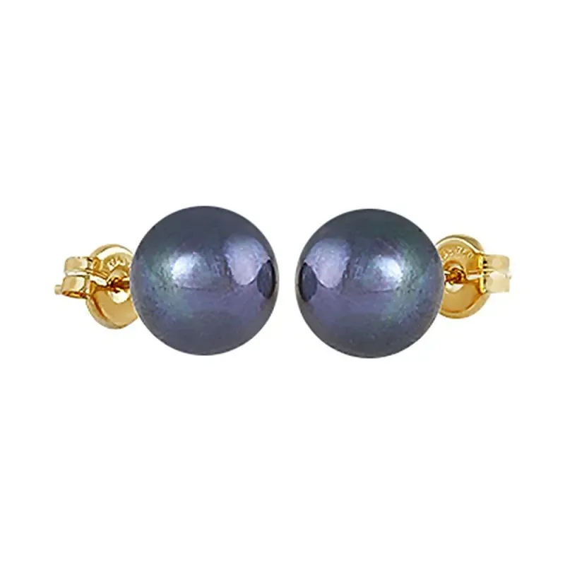 Pendientes oro 18k perlas cultivadas 10mm. grises colección Elizabeth