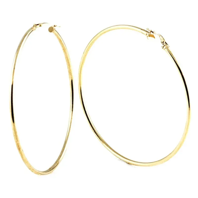 Pendientes oro 18k aros 30mm. colección Tíber lisos
