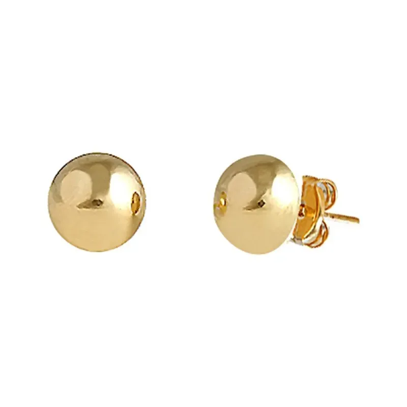 Pendientes oro 18k media bola 6mm. lisa cierre presión