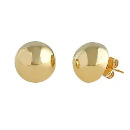 Pendientes oro 18k media bola 10mm. lisa cierre presión