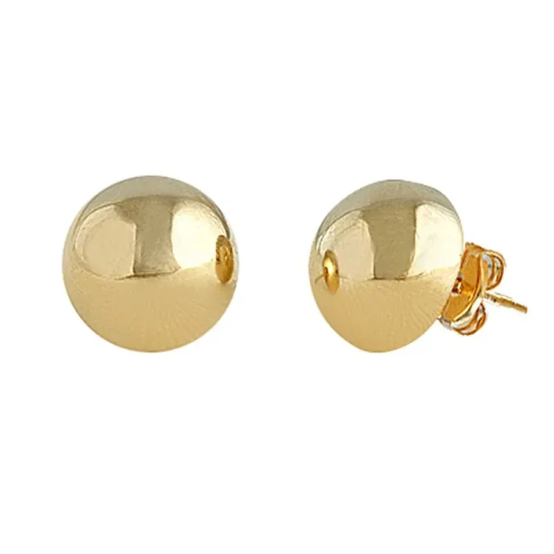 Pendientes oro 18k media bola 10mm. lisa cierre presión