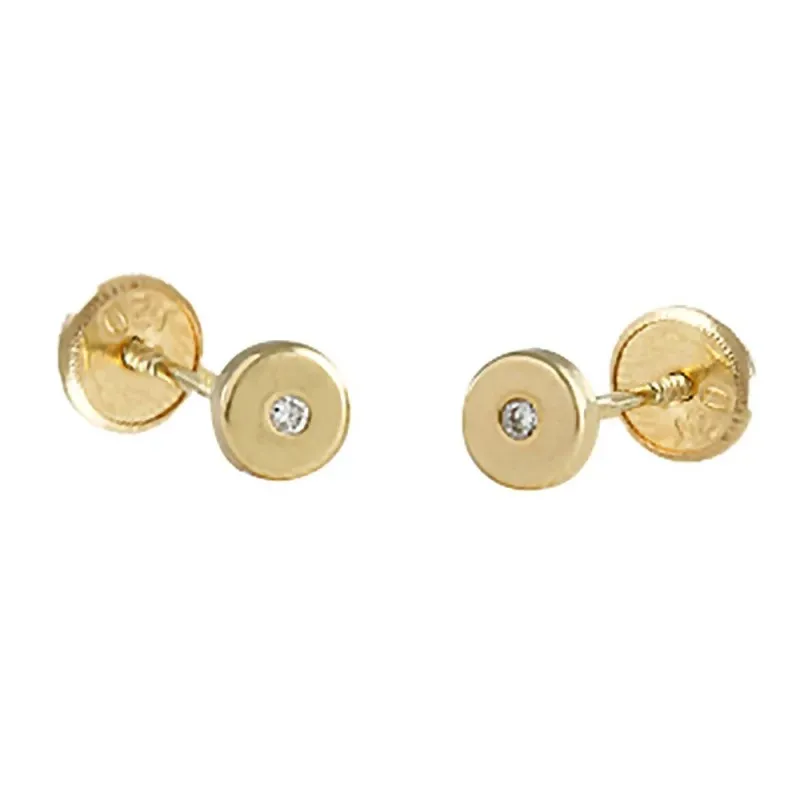 Pendientes oro 18k bebé 3.5mm. círculo centro diamantes brillantes co