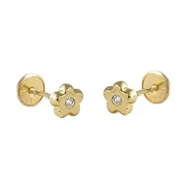 Pendientes oro 18k bebé 4mm. margarita centro diamantes brillantes co