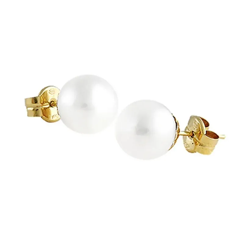 Pendientes oro 18k perla cultivada 8.5mm. colección Elizabeth cierre