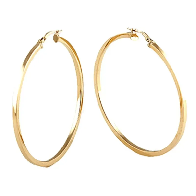Pendientes oro 18k aros 45mm. caña cuadrada colección Tíber lisos