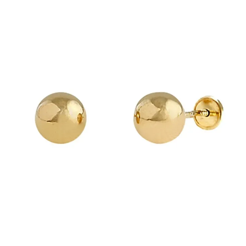 Pendientes oro 18k bola 3mm. lisa cierre tuerca automática