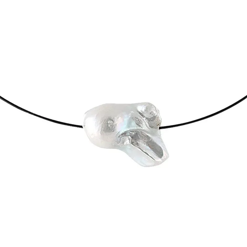 Gargantilla acero inoxidable colección Martina colgante perla 23mm. b