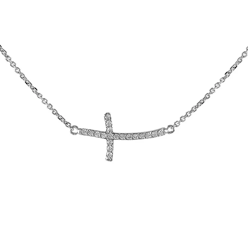 Gargantilla oro blanco 18k colección Olimpia cadena 44cm. cruz diaman
