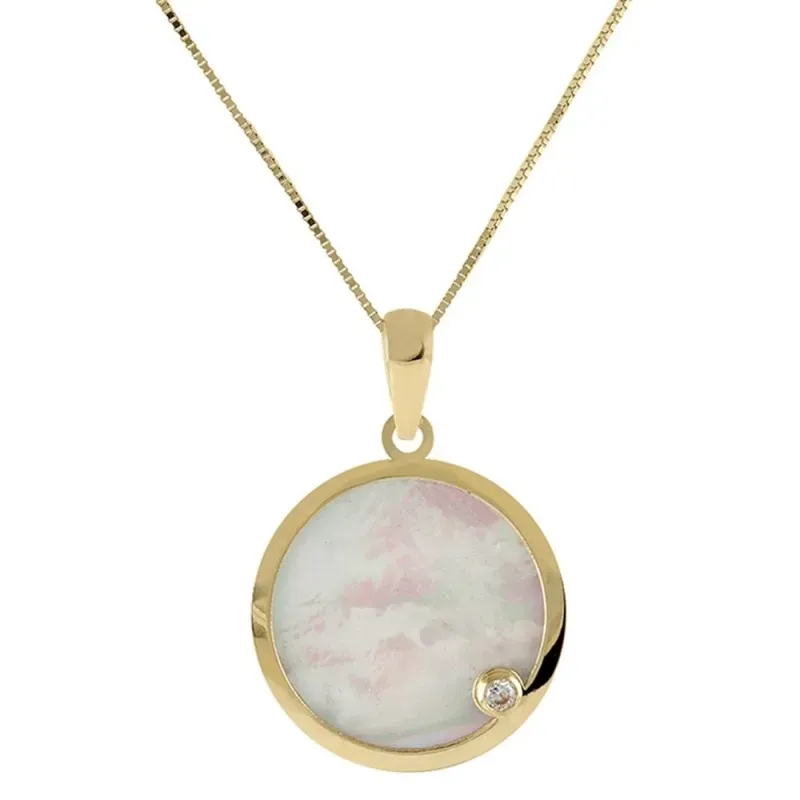 Gargantilla oro 18k colección tulipán 45cm. diamante brillante 0.03ct