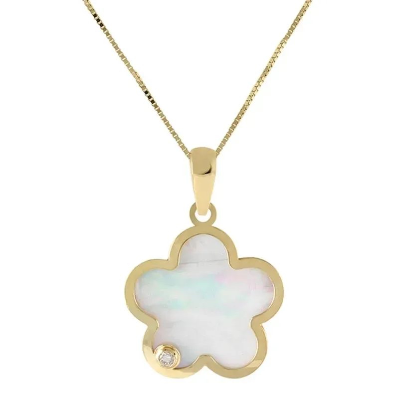Gargantilla oro 18k colección tulipán 45cm. diamante brillante 0.03ct