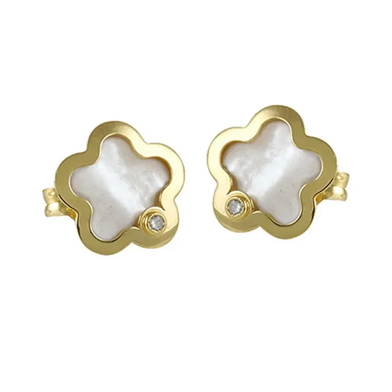 Pendientes oro 18k colección tulipán 8mm. diamante brillante 0.02ct.