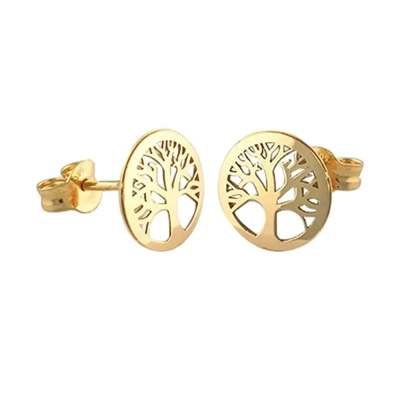 Pendientes oro 18k colección Tulipán 8mm. árbol de la vida cerco madr