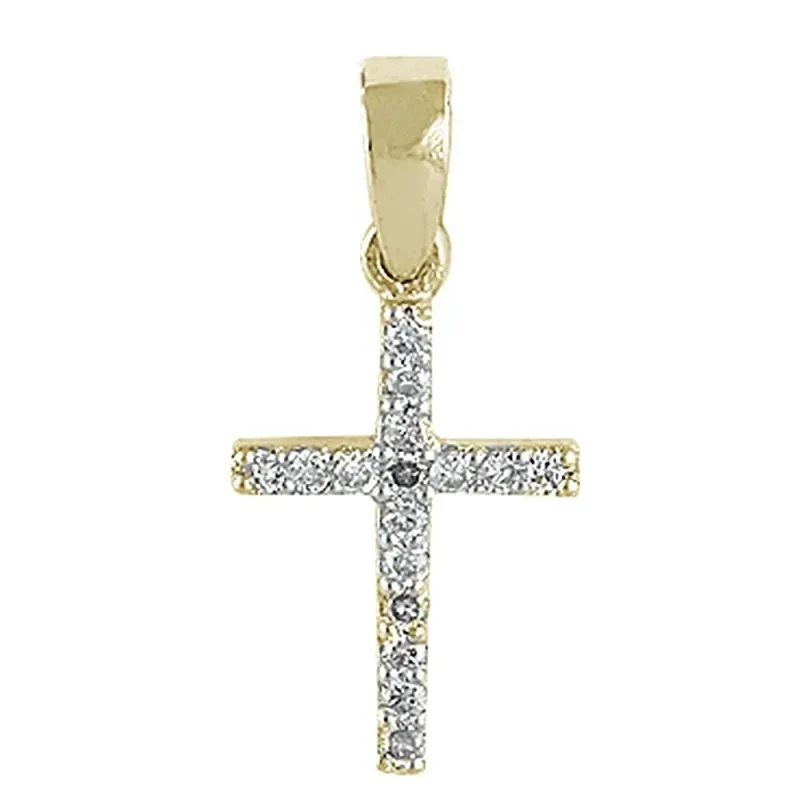 Colgante oro 18k cruz 10mm. diamantes brillantes 0.09ct. colección Ol