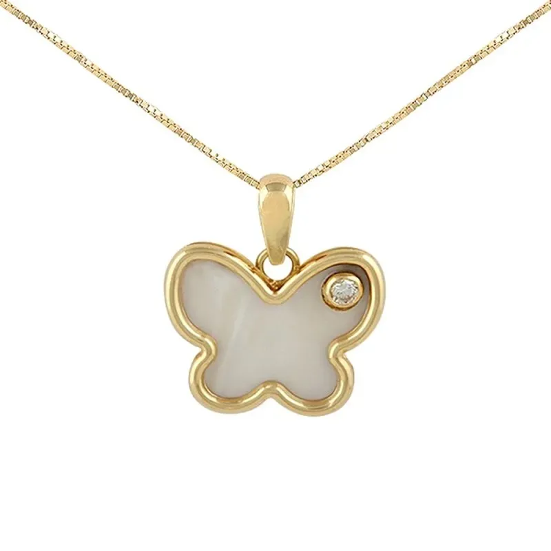 Gargantilla oro 18k colección Tulipán 45cm diamante brillante 0.03ct