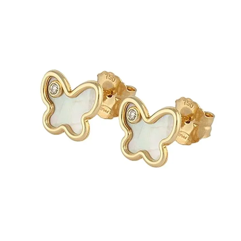 Pendientes oro 18k colección Tulipán 9.5mm diamante brillante 0.03ct