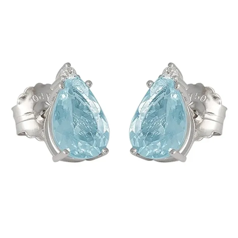 Pendientes oro blanco 18k colección Azul 10mm. diamantes brillantes 0