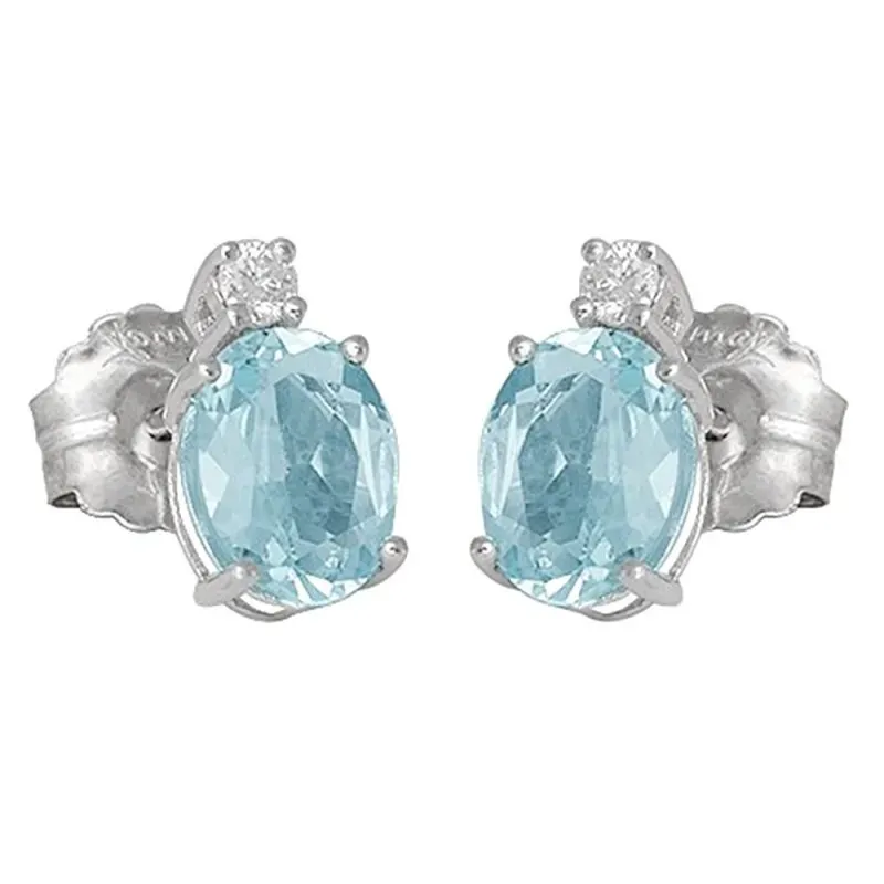 Pendientes oro blanco 18k colección Azul 9mm. diamantes brillantes 0.