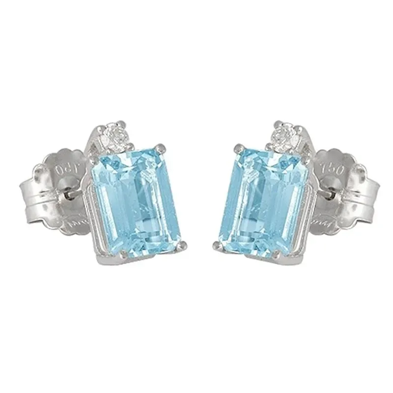 Pendientes oro blanco 18k colección Azul 11mm. diamantes brillantes 0