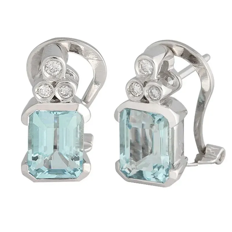 Pendientes oro blanco 18k colección Azul 14.5mm. diamantes brillantes