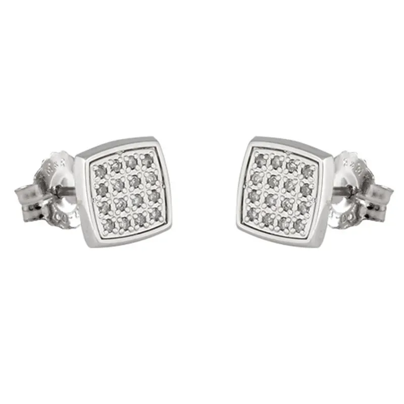 Pendientes oro blanco 18k colección Moonlight 6.5mm. diamantes brilla