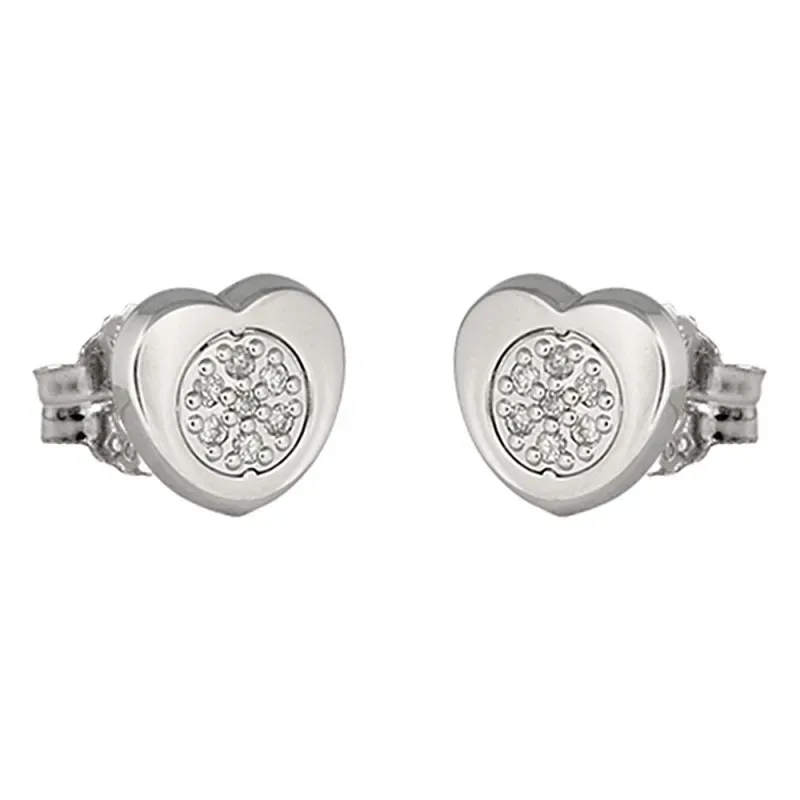 Pendientes oro blanco 18k coleccción Moonlight 7mm. diamantes brillan