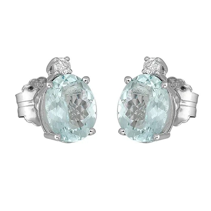 Pendientes oro blanco 18k colección Azul 10mm. diamantes brillantes 0
