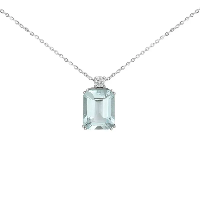 Gargantilla oro blanco 18k colección azul diamante brillante 0.05ct.