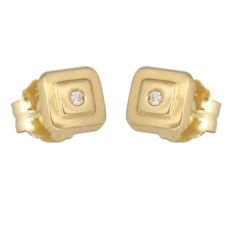 Pendientes oro 18k colección Tulipán 5.5mm. diamantes brillantes 0.02