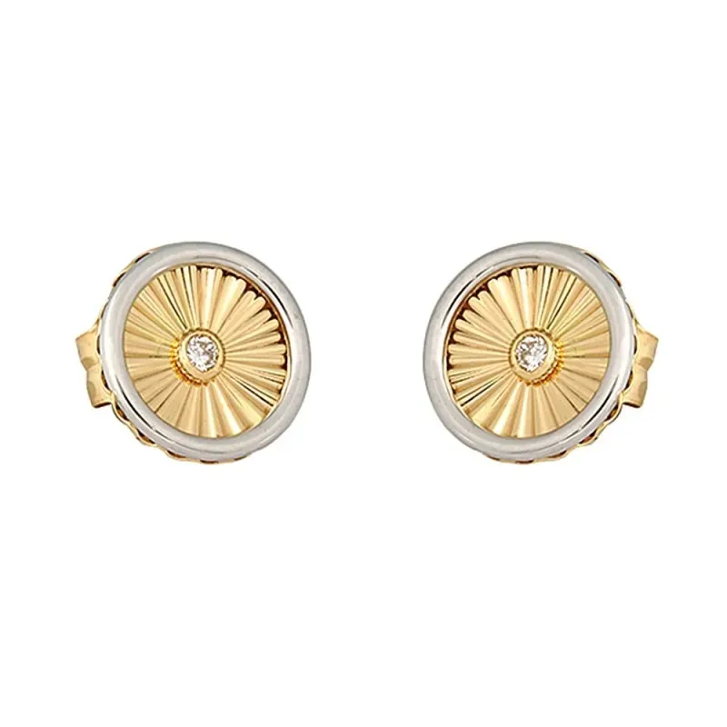 Pendientes oro bicolor 18k colección Tulipán 8mm. diamantes brillante