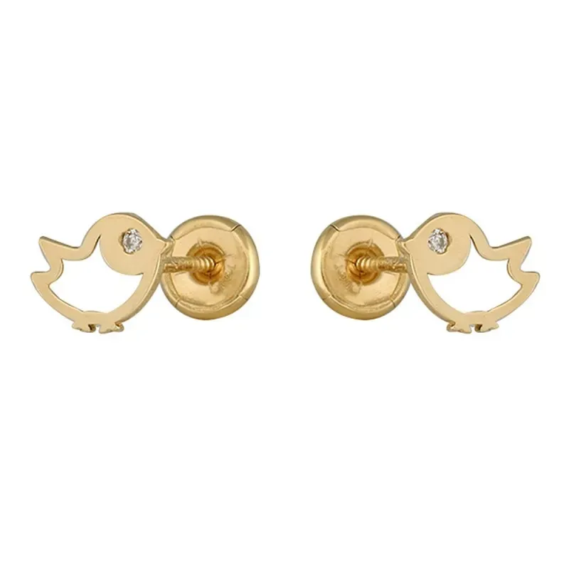 Pendientes oro 18k colección Tulipán pájaro 6mm. brillantes diamantes