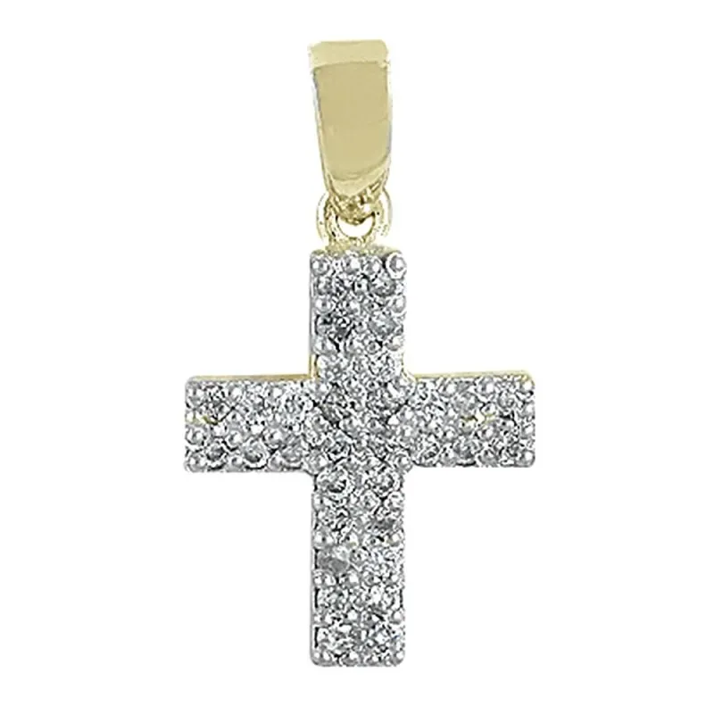Colgante cruz oro 18k colección Olimpia 10mm. diamantes 0.18ct. brill