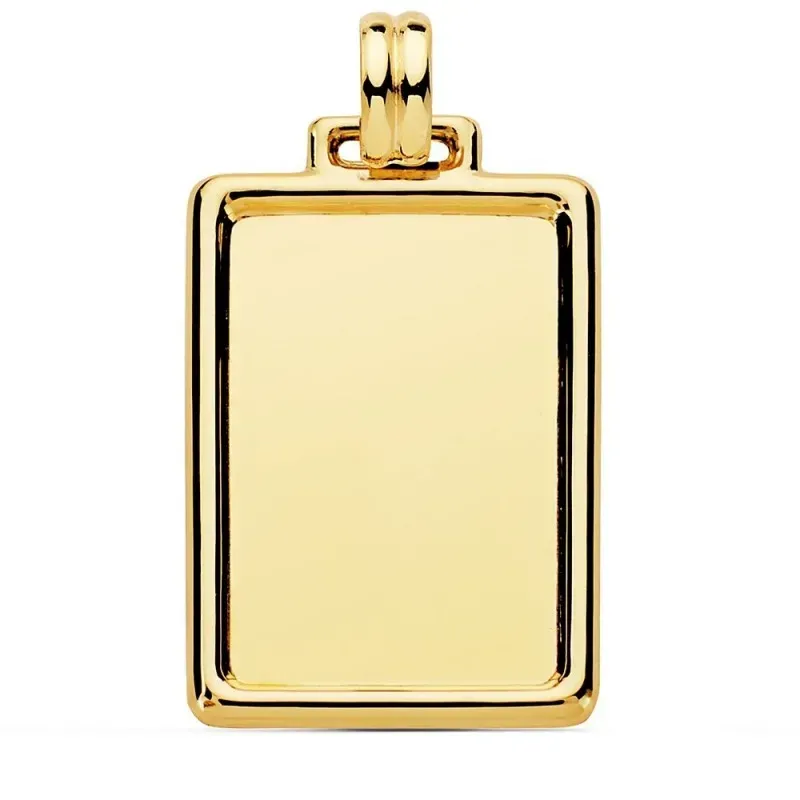 Colgante oro 18k chapa rectangular 31mm. lisa marco unisex