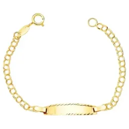 Esclava oro 18k bebé 11.5cm. cadena húngara chapa brillo borde tallad